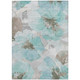 10' X 14' Teal Blue And Aqua Floral Washable Indoor Outdoor Area Rug