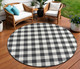 8' X 8' Black And Ivory Round Indoor Outdoor Area Rug