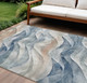 9' X 12' Blue And Ivory Abstract Washable Indoor Outdoor Area Rug