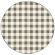8' Gray And Ivory Round Gingham Indoor Outdoor Area Rug