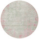 8' Pink And Ivory Round Abstract Washable Indoor Outdoor Area Rug
