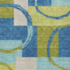 3' X 5' Denim Blue And Lime Green Geometric Washable Indoor Outdoor Area Rug