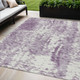 5' X 8' Lavender And Ivory Abstract Washable Indoor Outdoor Area Rug