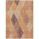 8' X 10' Orange Peach And Ruby Red Argyle Washable Indoor Outdoor Area Rug