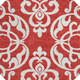 8' Red And Ivory Round Damask Washable Indoor Outdoor Area Rug