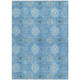 8' X 10' Denim Blue Sky Blue And Ivory Floral Medallion Washable Indoor Outdoor Area Rug
