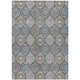 10' X 14' Gray Ivory And Navy Blue Floral Medallion Washable Indoor Outdoor Area Rug
