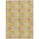 3' X 5' Lime Green Pink And Ivory Floral Medallion Washable Indoor Outdoor Area Rug