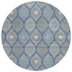 8' Navy Blue Ivory And Taupe Round Floral Medallion Washable Indoor Outdoor Area Rug