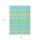 3' X 5' Aqua Green And Yellow Striped Washable Indoor Outdoor Area Rug