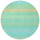 8' Aqua Green And Yellow Round Striped Washable Indoor Outdoor Area Rug