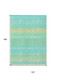 10' X 14' Aqua Green And Yellow Striped Washable Indoor Outdoor Area Rug