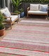 5' X 8' Pink Blush And Burgundy Striped Washable Indoor Outdoor Area Rug