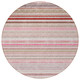 8' Pink Blush And Burgundy Round Striped Washable Indoor Outdoor Area Rug