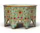 29" Green Wood Hexagon Abstract Floral Coffee Table