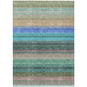 8' X 10' Sage Teal Blue And Tan Striped Washable Indoor Outdoor Area Rug