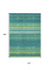 10' X 14' Teal Blue Lime Green And Turquoise Striped Washable Indoor Outdoor Area Rug