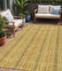 5' X 8' Gold And Copper Striped Washable Indoor Outdoor Area Rug