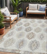 5' X 8' Ivory Khaki And Gray Southwestern Washable Indoor Outdoor Area Rug