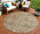 8' Beige And Copper Round Abstract Washable Indoor Outdoor Area Rug