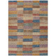 9' X 12' Beige Blue And Gold Striped Washable Indoor Outdoor Area Rug