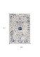 2' X 5' Navy Blue Distressed Floral Area Rug