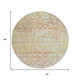 8' Peach And Ivory Round Argyle Washable Indoor Outdoor Area Rug