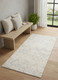 2' X 5' Ivory and Gray Ikat Power Loom Distressed Area Rug