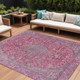 10' X 14' Pink And Lavender Medallion Washable Indoor Outdoor Area Rug