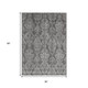 3' X 5' Gray And Pewter Damask Washable Indoor Outdoor Area Rug