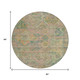 8' Green Teal Blue And Mauve Round Floral Medallion Washable Indoor Outdoor Area Rug
