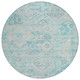 8' Teal Blue And Pink Round Floral Medallion Washable Indoor Outdoor Area Rug