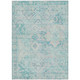 8' X 10' Teal Blue And Pink Floral Medallion Washable Indoor Outdoor Area Rug