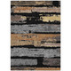 5' X 8' Black Gold And Brown Striped Washable Indoor Outdoor Area Rug