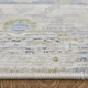 8' Ivory Green And Blue Abstract Distressed Runner Rug