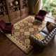 8' X 10' Gold Tan And Black Geometric Hand Tufted Area Rug