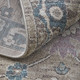9' X 12' Gray Blue And Taupe Floral Distressed Area Rug