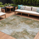 9' X 12' Brown And Ivory Abstract Washable Indoor Outdoor Area Rug