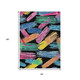 3' X 5' Black Pink And Yellow Striped Washable Indoor Outdoor Area Rug