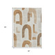3' X 5' Ivory Khaki And Beige Geometric Washable Indoor Outdoor Area Rug