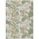 10' X 14' Ivory Wheat And Olive Green Botanical Leaves Washable Indoor Outdoor Area Rug