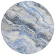 8' Blue And Silver Round Abstract Washable Indoor Outdoor Area Rug