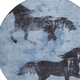 8' Denim Blue And Charcoal Round Horse Washable Indoor Outdoor Area Rug