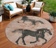 8' Rust And Charcoal Round Horse Washable Indoor Outdoor Area Rug