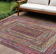 8' X 10' Rust Blue And Gold Geometric Washable Indoor Outdoor Area Rug