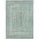 9' X 12' Teal Blue Beige And Ivory Geometric Washable Indoor Outdoor Area Rug