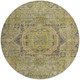 8' Artichoke Green And Blue Round Medallion Washable Indoor Outdoor Area Rug