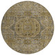8' Brown And Blue Round Medallion Washable Indoor Outdoor Area Rug