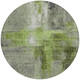 8' Fern Green And Gray Round Abstract Washable Indoor Outdoor Area Rug