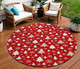 8' Red And Ivory Round Deer Washable Indoor Outdoor Area Rug